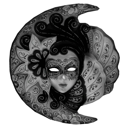 Venetian Black Crescent Moon Masquerade Mask