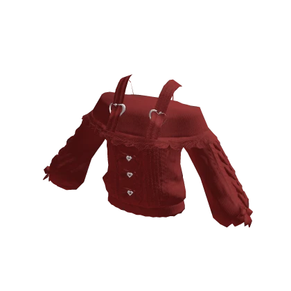 Red Off the Shoulder Sweater with Bows