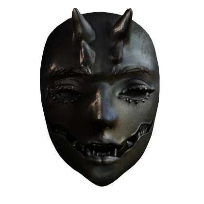 Creepy Dark Silver Oni Mask