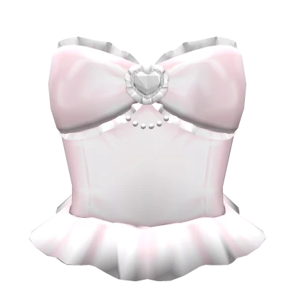 ♡ Kawaii Pink Bow Ruffle Gem Dress