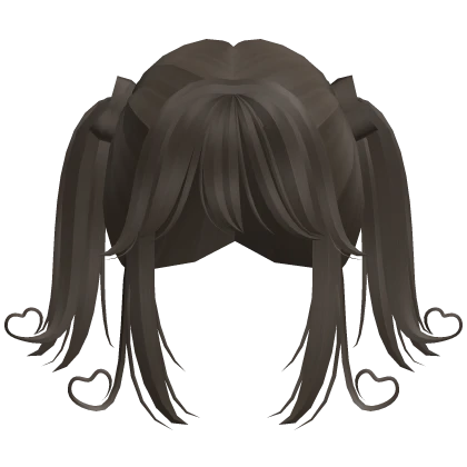 Long Brown Straight Cute Heart Pigtail Hair - RBCs