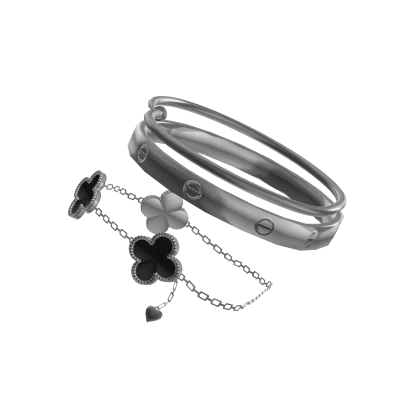 Right Silver Clover Nail Bracelet