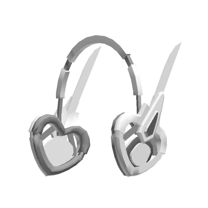 ⊱┊white valentines heart cyber mecha headphones