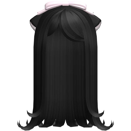 🤍 cute n sweet kitten curls black & pink bow