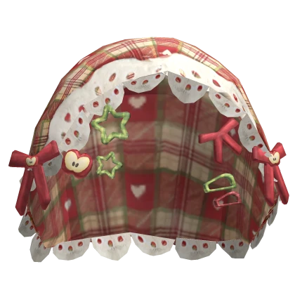 igari mori kei red & green bonnet with bows &clips