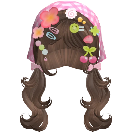igari harajuku wispy pigtails w/ charms (brown)