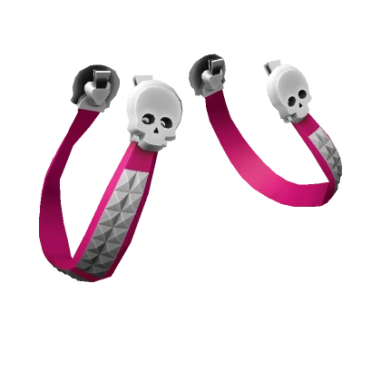 (3.0) Y2K Skull Studded Suspenders - Pink White