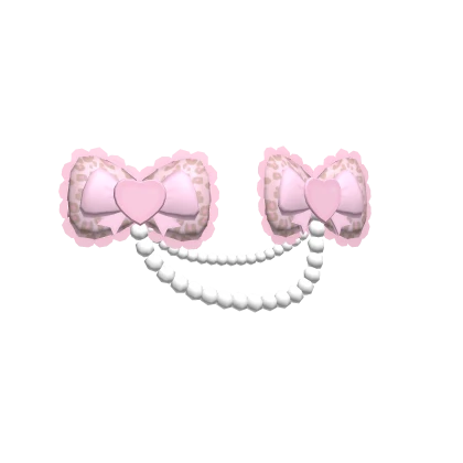 ✿ pink leopard kawaii gyaru hime pearl bow clip