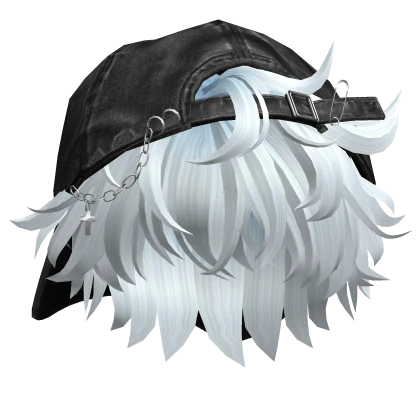Light Blue Anime Boy Hair w/ Y2K Distressed Hat