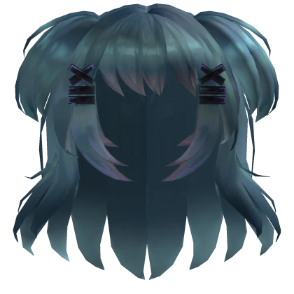 Lacey blue green pigtails cute messy long normal