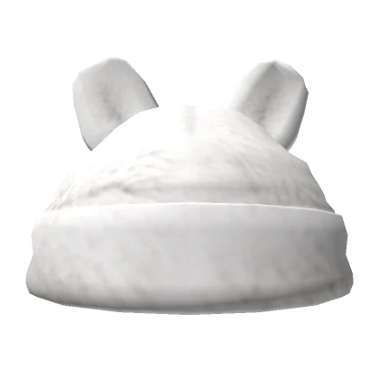 White Fur Beanie With Ears