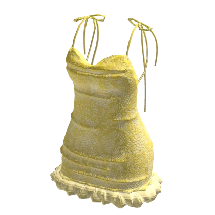 Yellow Alluring Ruffled Lace Summer Party Dress