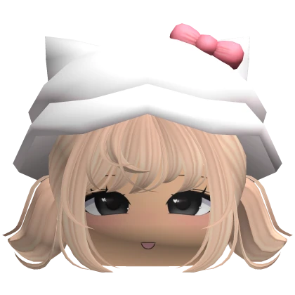 Cute Kawaii Anime Girl Pigtails w Kitty Hat