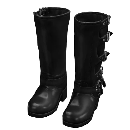 Black Leather Miu Boots (It-Girl Doll)