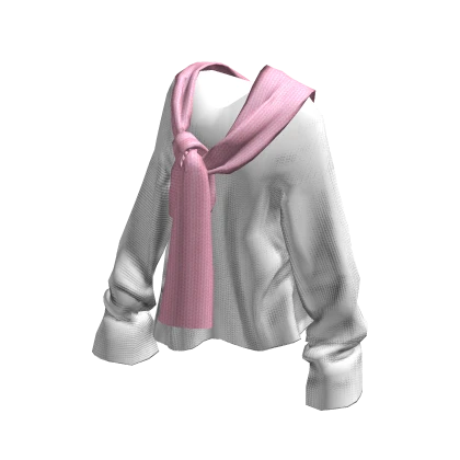 cute cozy tie knit sweater (white & pink)