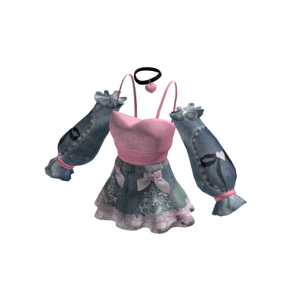 ✨Pop Star Puff Sleeve Mini Dress-Denim Lace