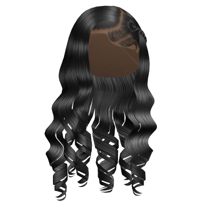 Wavy Side Part with Braid in Black