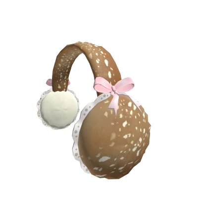 Kawaii fawn deer print fluffy earmuffs w pink bows