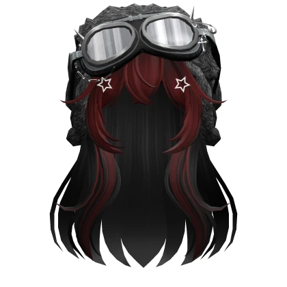 Two-Tone Anime Hair w/ Goggles Ushanka Red&Black