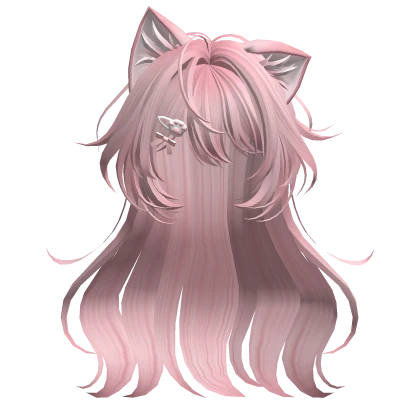 Pink Anime Cat Hair