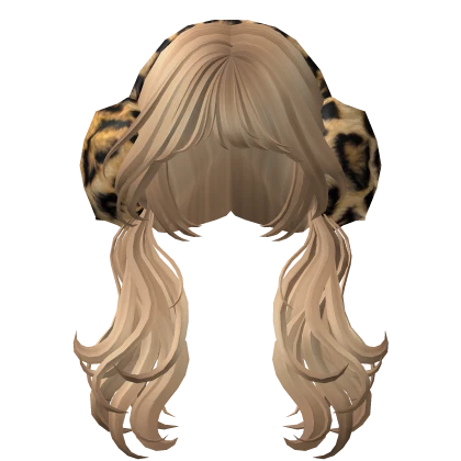 🍀Gyaru Leopard Earmuffs Pigtails (Blonde)