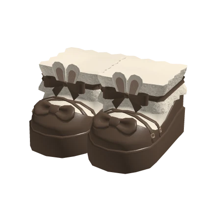 🍀Doll Platform Mary Janes w Bunny Socks (Brown)