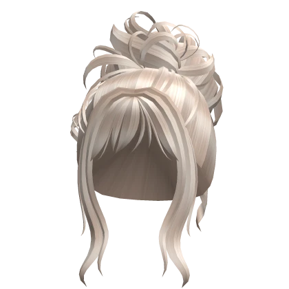 Hair with a curly bun white (silver) ♡