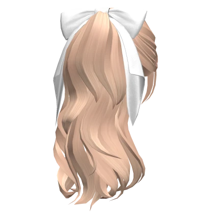 Cute Curly Ponytail Hair w/ Bow (Blonde)