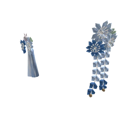 🌸 Blue Sakura Ume Japanese Kanzashi Hairpins