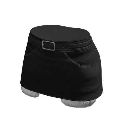 ☆ Denim Black High-Waisted Miniskirt With a Belt