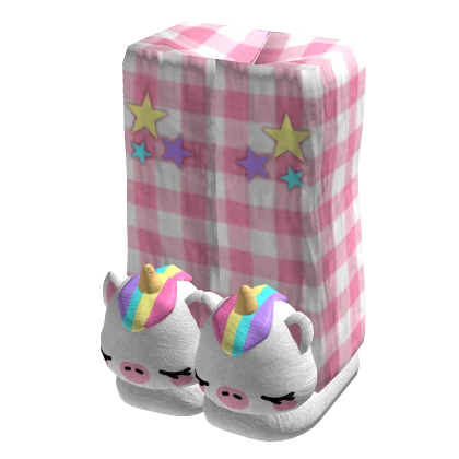 Unicorn Slippers w Pink Pjs Pants
