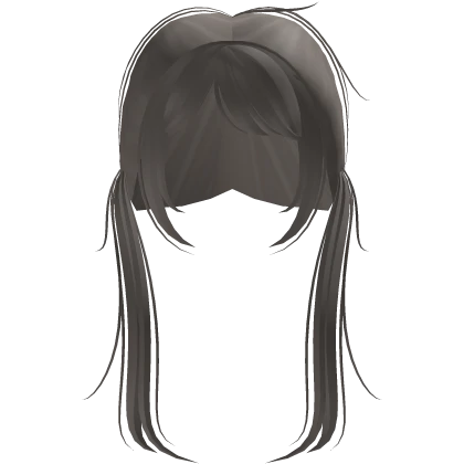 ♡ : long messy pigtails with bangs in ash brown