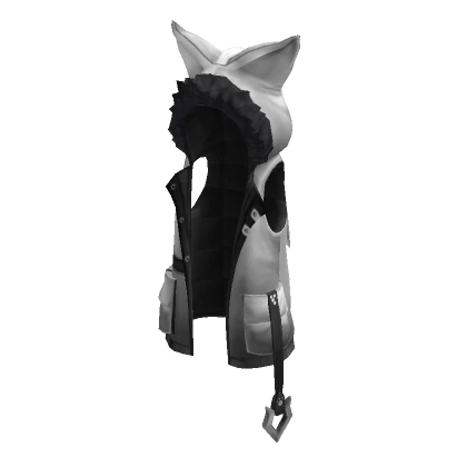 Cat Ear Oversize Hooded Vest White & Black