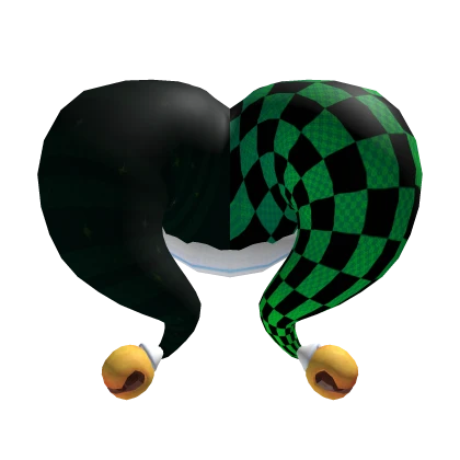 Green checkered short jester hat