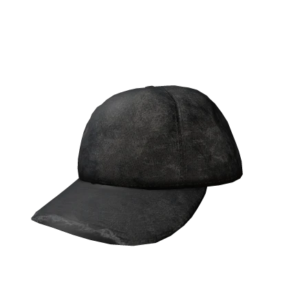 Black Distressed Leather Cap (TILTED)