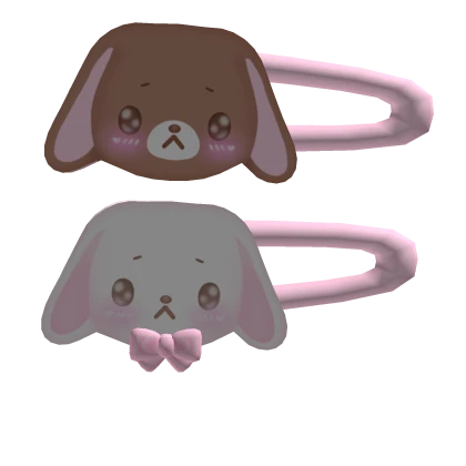 ♡ white and brown bunny hairclips ♡
