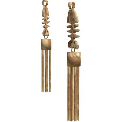 Designer Fish Skull Earrings Gold