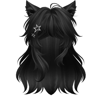 Super Fluffy Loose Cat Ears Hairstyle (Black)