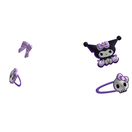 kuromi and Bow Hairclips - Purple