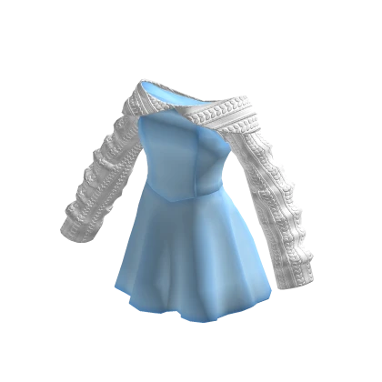 Blue Off Shoulder Knitted Princess Dress