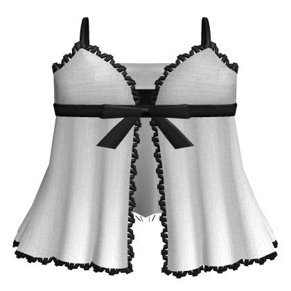 3.0 White Tied Dress w Lace + Black Bow