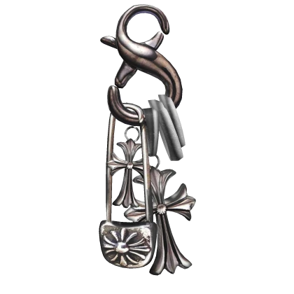 double chrome cross pin keychain