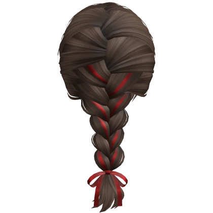 Single French Braid w/ Red Christmas Bow (Brown)