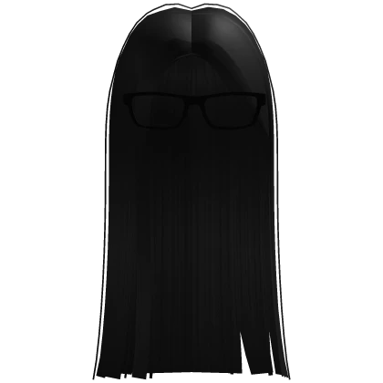 Long Black Straight Trendy Girl Hime Hair Glasses