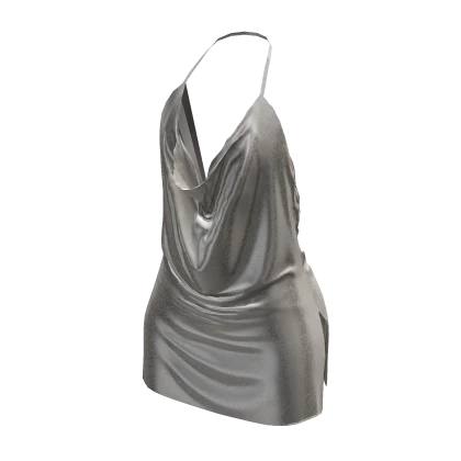 Festive Silver Satin Dress