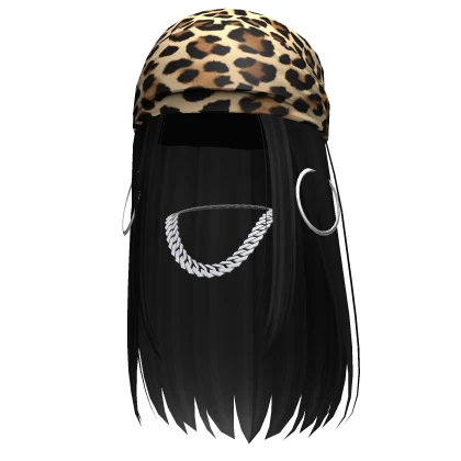 Cheetah Bandana Hair w/ Hoops and Chains (Black)
