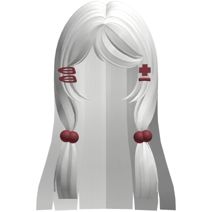 white long pigtails cross nurse red hairclips