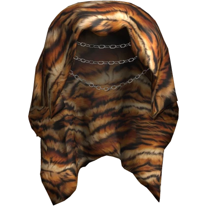 Face Chained Vkei Emo Ragged Hood Tiger Patterned