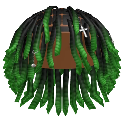 Green Ombre Messy Grunge Dreads w/ Accessories