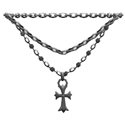 layered chrome cross chain necklaces [1.0]